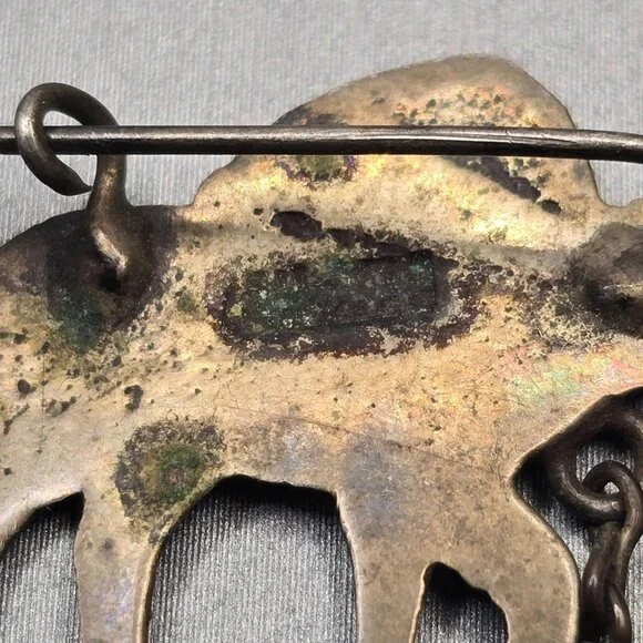 VTG Los Castillo Silver Donkey Brooch 3" Partial 2 Mule Pin Mexico - Picture 10 of 13